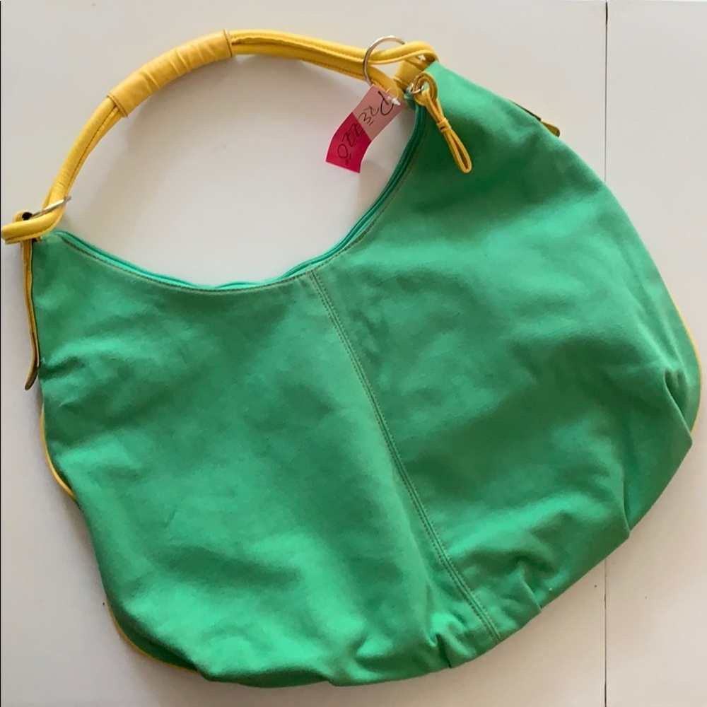 Large Hobo Style Canvas Bag in Kelly Green